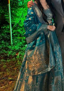 Elegant Blue banarasi Lehenga Choli Set