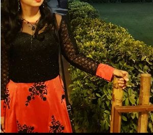 Black &amp; Coral Long Dress