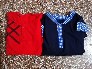 Men's Long Sleeve Blue and Red T shirts