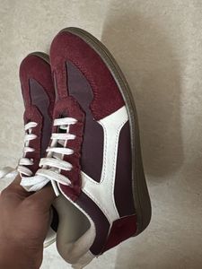 Maroon &amp; White Casual Sneakers