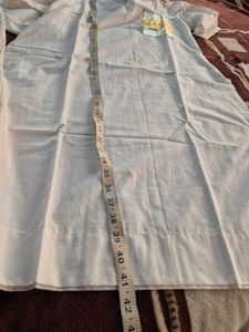 Elegant White Kurta Set with Gold Accents