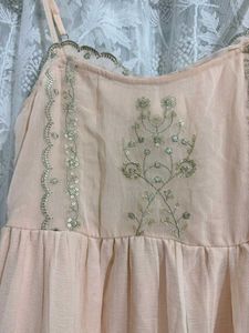 Yousta Light Pink Embellished Tiered Dress
