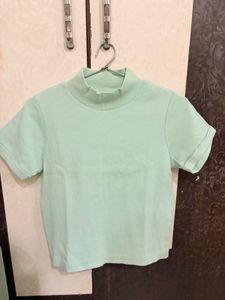 Mint Green Mock Neck Crop Top