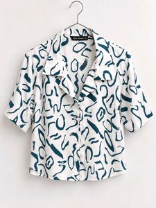 Abstract Print Button-Up Shirt