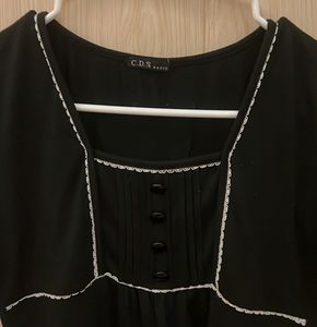 Korean Square Neck Top with Button Details