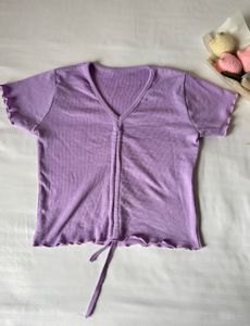 Lavender Ruched Tie-Up Top