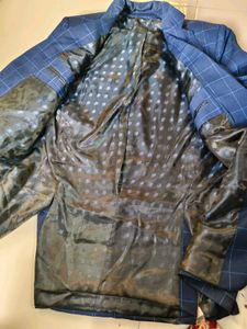 Men's Navy Blue Checkered Blazer