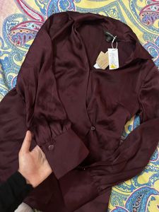 FOREVER NEW Elegant Satin Wrap Blouse