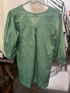 Green Embroidered Short Kurta