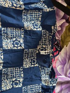 Boho Blue &amp; White Block Print Kurta