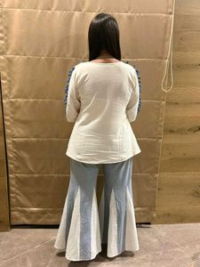 Boho Embroidered Kurta with Flared Pants Set