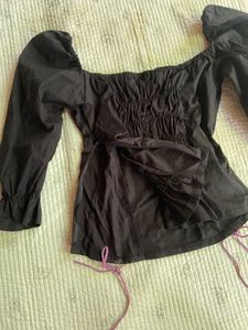 Black Lace-Up Corset Style Top