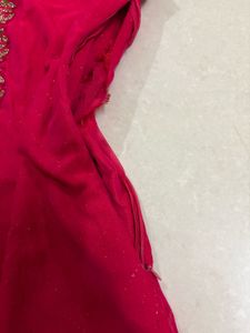 Vibrant Pink Kurta Set with Yellow Dupatta
