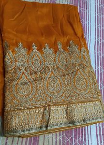 Orange Embroidered Saree