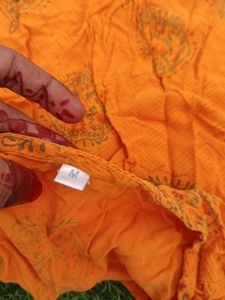 Orange Embroidered Ethnic Tunic Top short
