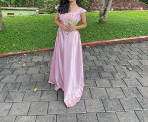 Elegant Pink Satin Maxi Dress