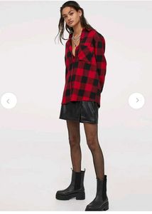 Popular H&M Red & Black Plaid Oversized Shirt