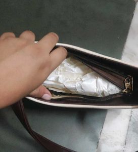 Chic Cream &amp; Brown Hobo Bag