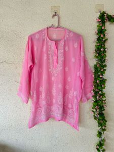 Beautiful Pink Chikankari Kurta