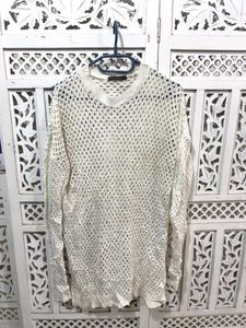 💝Cream Crochet Knit Sweater G