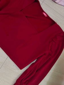 Stylish Red Top with Puff Sleeves