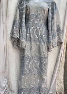 Elegant Grey Embroidered Gown