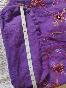 Vibrant Purple Embroidered Sling Bag