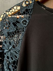 Cute Mini Black Dress with Lace Detailing