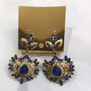 Blue &amp; Gold Statement Earrings