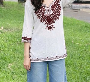 Embroidered White Kurta
