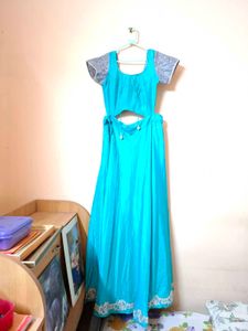 Beautiful Cyan &amp; Grey Lehenga Choli
