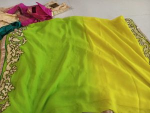 Elegant Green &amp; Yellow Saree