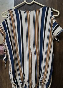 Striped Sleeveless Tie-Up Top