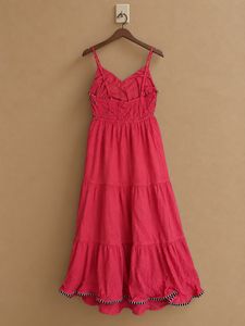 Coral Pink Embroidered Boho Maxi Dress