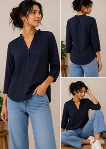 LOFT Navy Blue Sheer Blouse