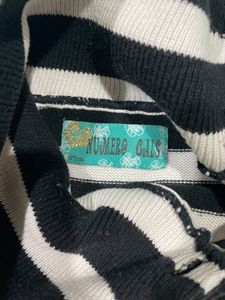 Zebra Print Turtle Neck Top For Prewinter