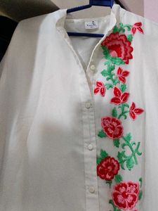 Embroidered White Kurta