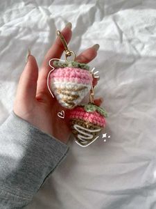Handmade Crochet Strawberry Keychain🍓