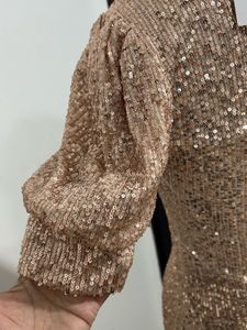 Sparkly Sequin Rose Gold Knee Length Dress