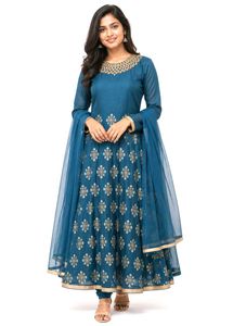 Elegant Teal Anarkali kurta set