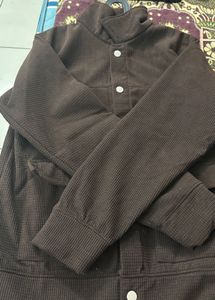 Brown Corduroy Jacket with White Buttons