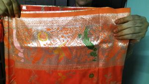 Benarasi Orange Floral Saree