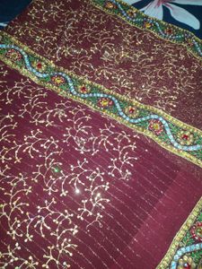 Elegant Maroon Embroidered Dupatta/Scarf