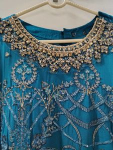 Embellished Teal Kurta Set