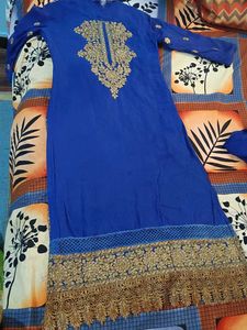 Royal Blue Embroidered Kurta Hardly wored