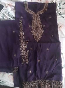 Free Delivery Elegant stone work Purple Kurta Set