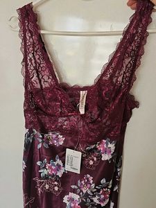 Burgundy Floral Lace Nightgown