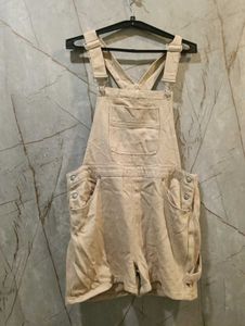 Women's Beige Corduroy Short Overalls (size-XL)