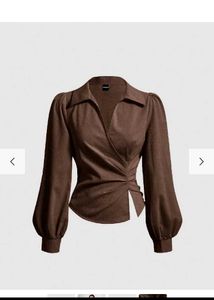Littlebox Chic Brown Wrap Blouse
