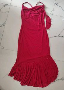 Burgundy Bodycon Midi Dress(With Suprise Gift)